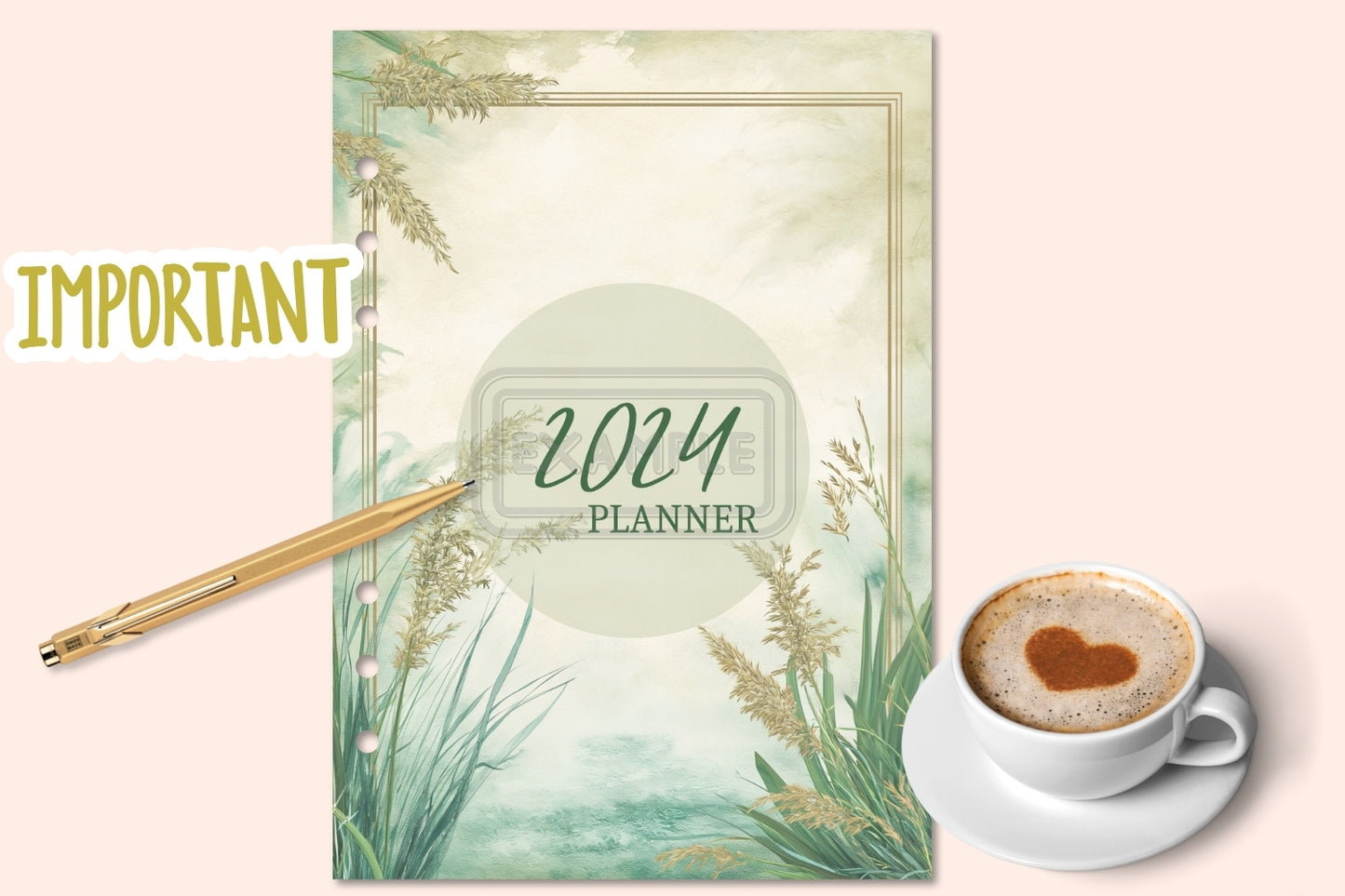 2024-2025 Planner Covers Set - Watercolor Grass Theme - PDF Printable