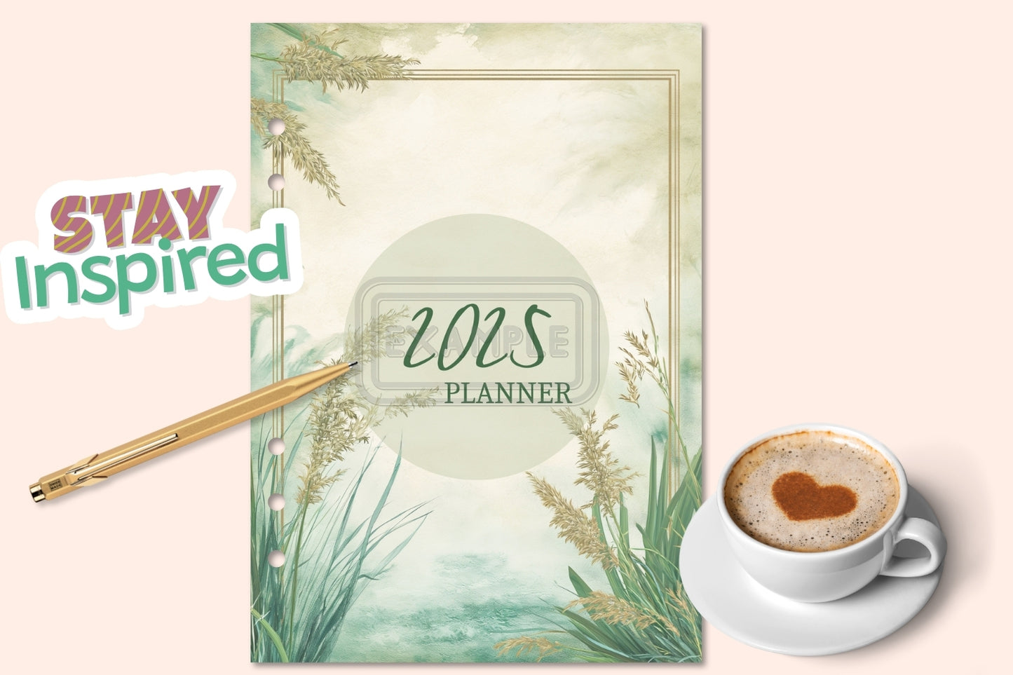 2024-2025 Planner Covers Set - Watercolor Grass Theme - PDF Printable