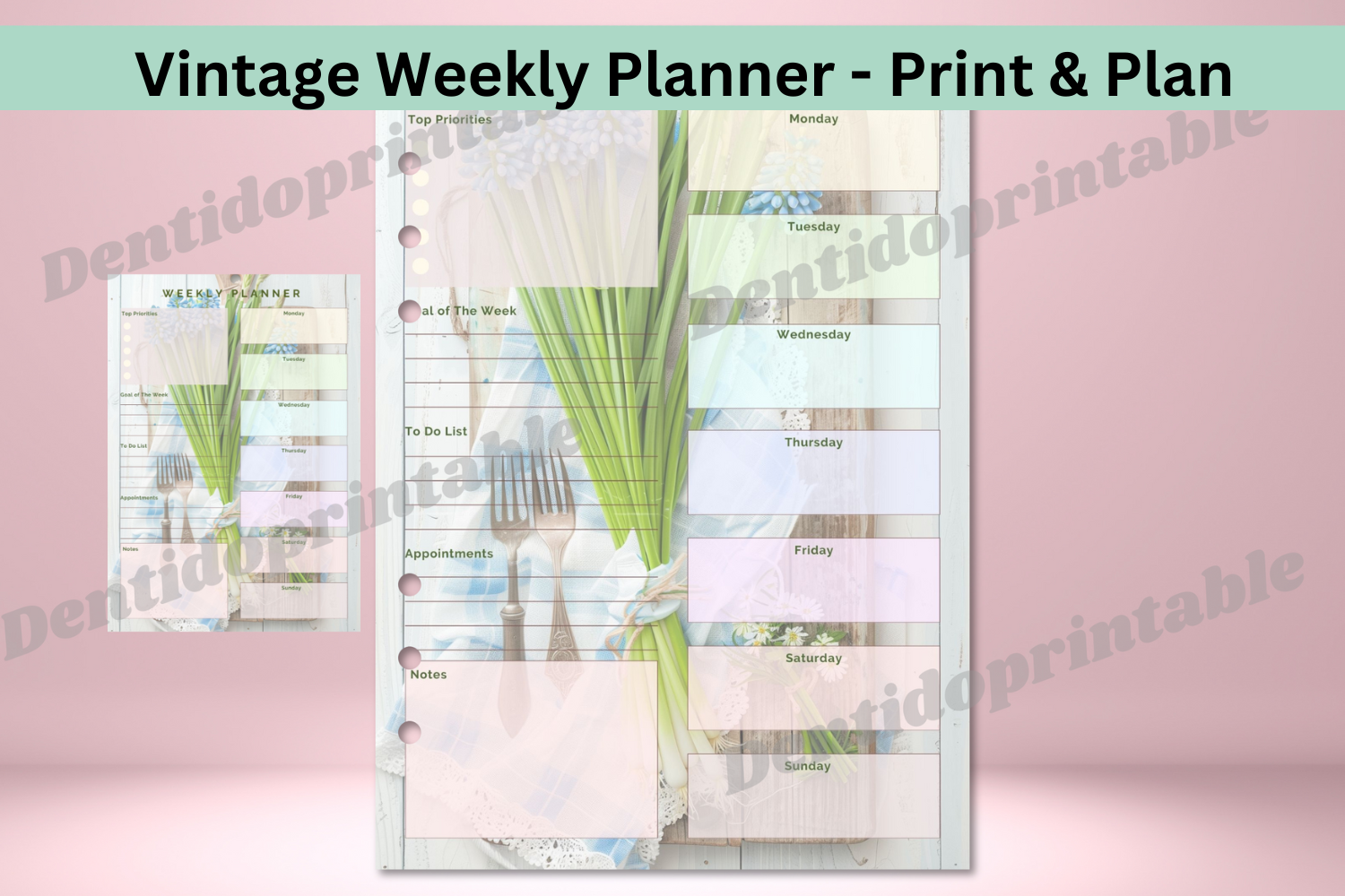 Printable Shabby Chic Planner Spread