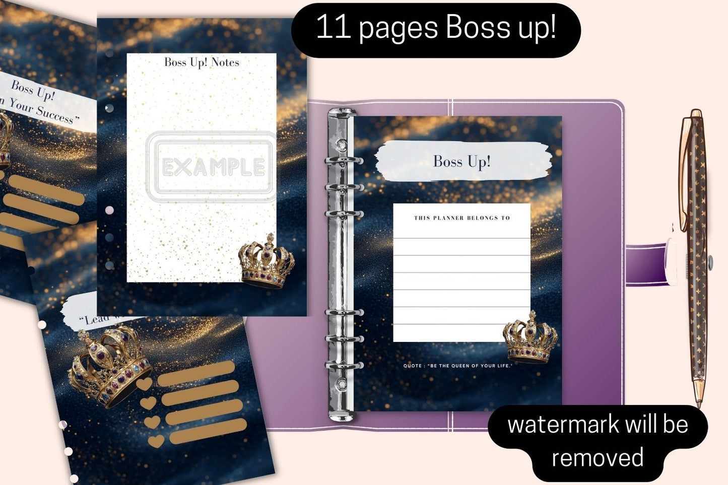 Elegant layouts from the Boss Up! Planner, designed for comprehensive planning and note-taking.