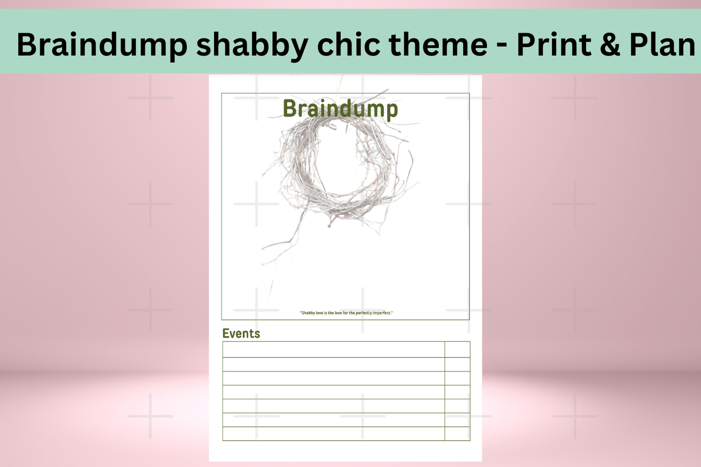 Shabby-Themed Printable Braindump Spread