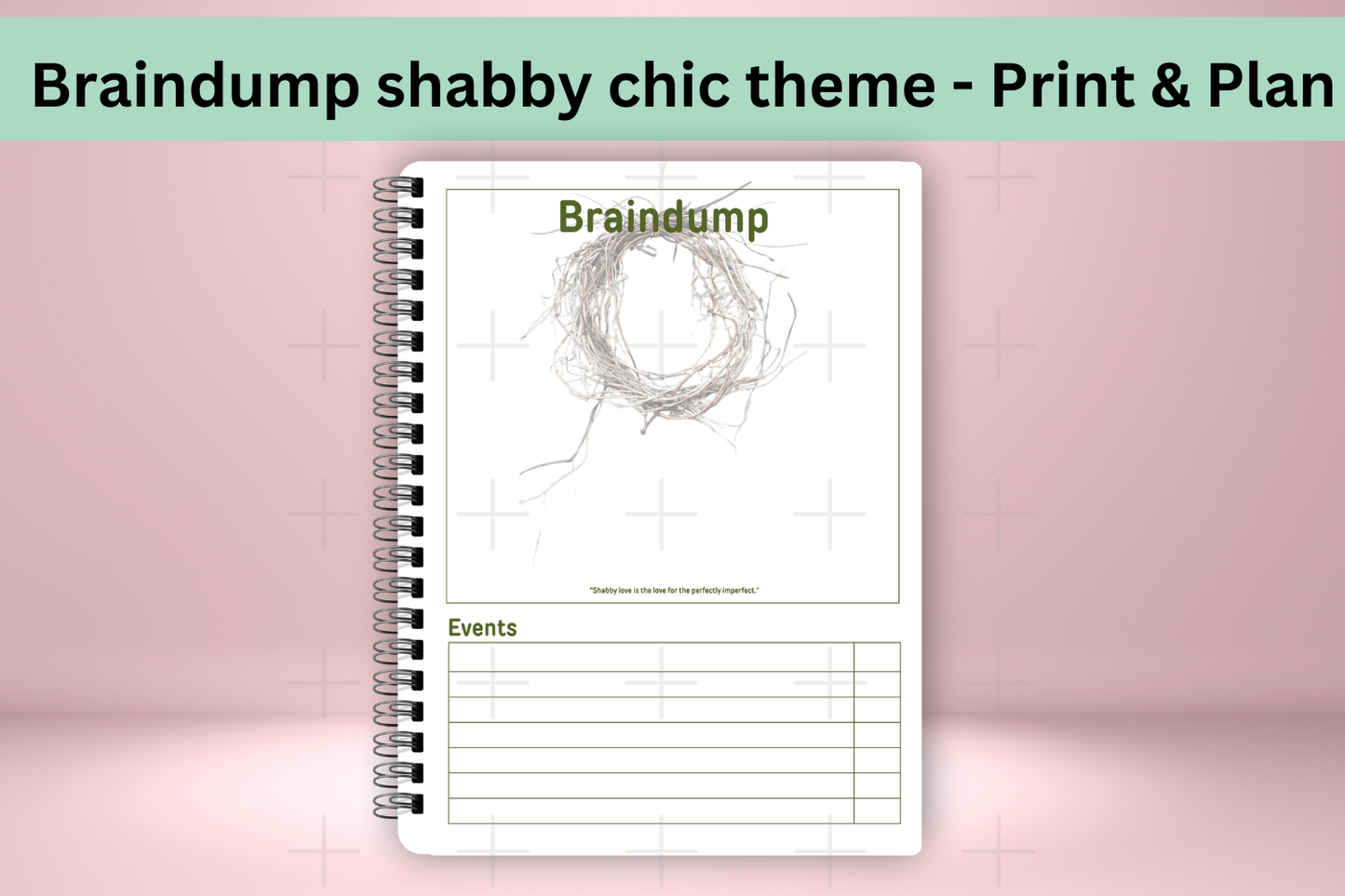 Shabby-Themed Printable Braindump Spread