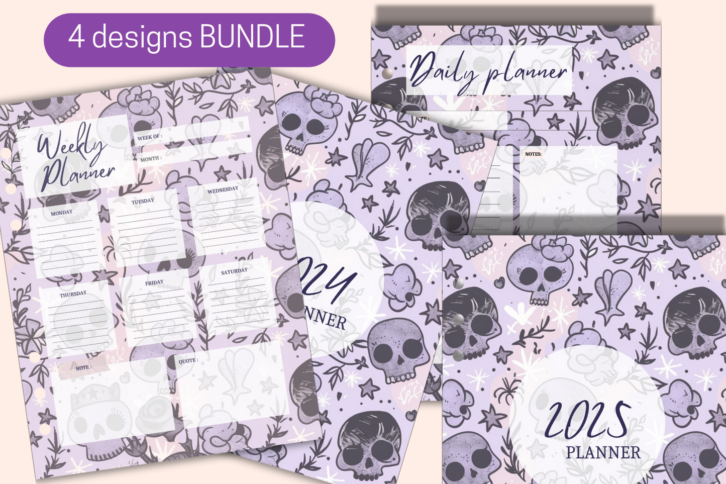 Planner Bundle: Weekly, Daily, 2024-2025 Covers - Watercolor Halloween Theme