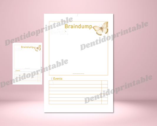 DIGITAL DOWNLOAD PDF  Braindump and event butterfly themed  Spread