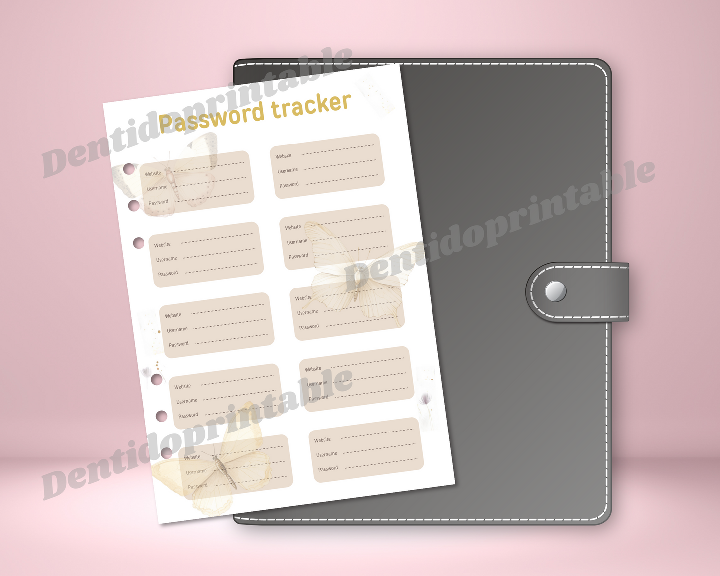 DIGITAL DOWNLOAD PDF  Password checker butterfly printable Spread