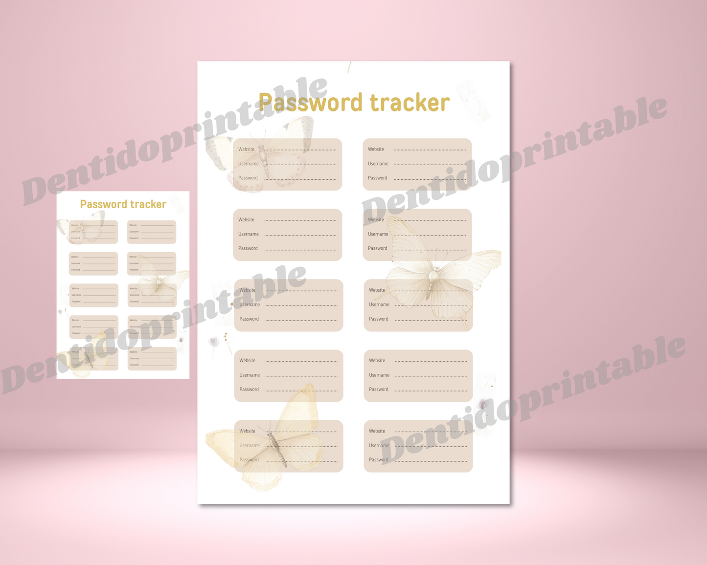 DIGITAL DOWNLOAD PDF  Password checker butterfly printable Spread