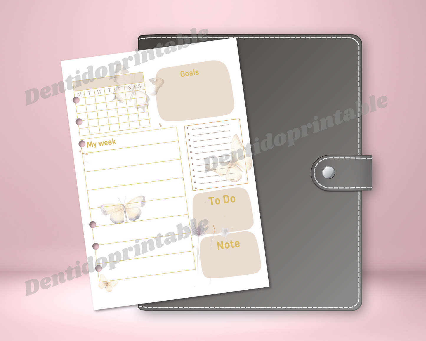 DIGITAL DOWNLOAD PDF  Butterfly weekly no date planner Spread