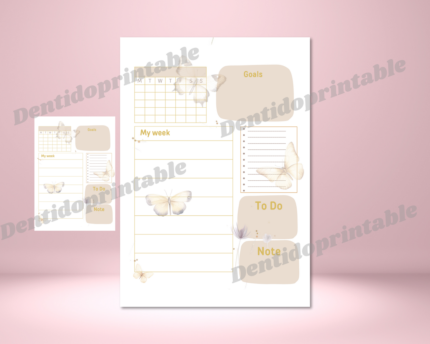 DIGITAL DOWNLOAD PDF  Butterfly weekly no date planner Spread