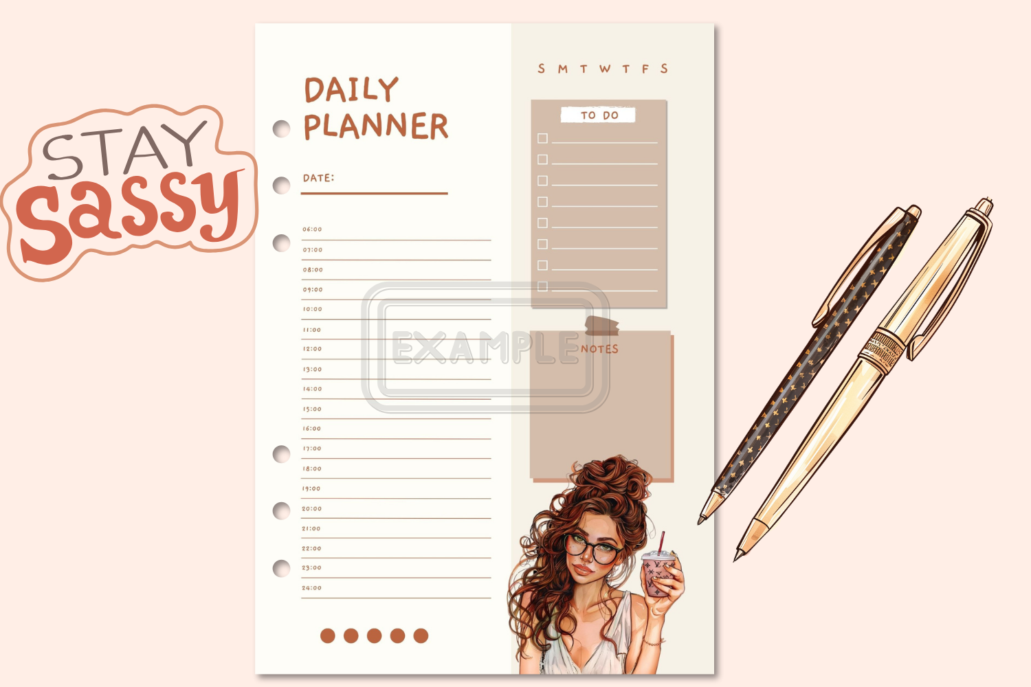 Daily planning pages of the One-Day Planner, designed for efficiency and style.