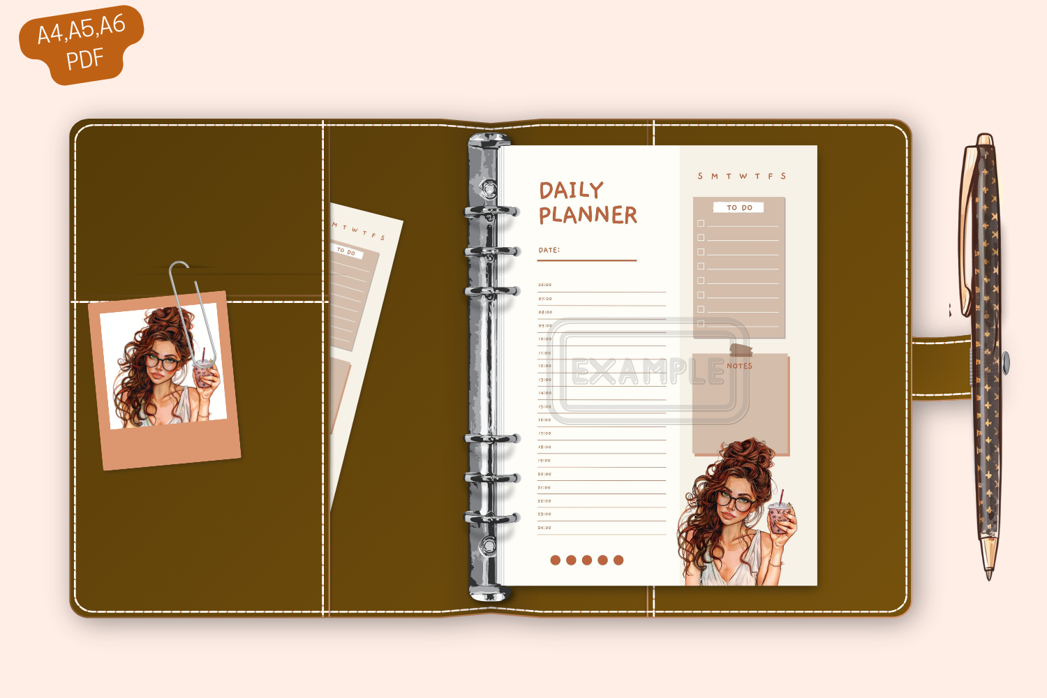 One-Day Planner in A4, A5, and A6 sizes, perfect for stylish and organized daily planning.