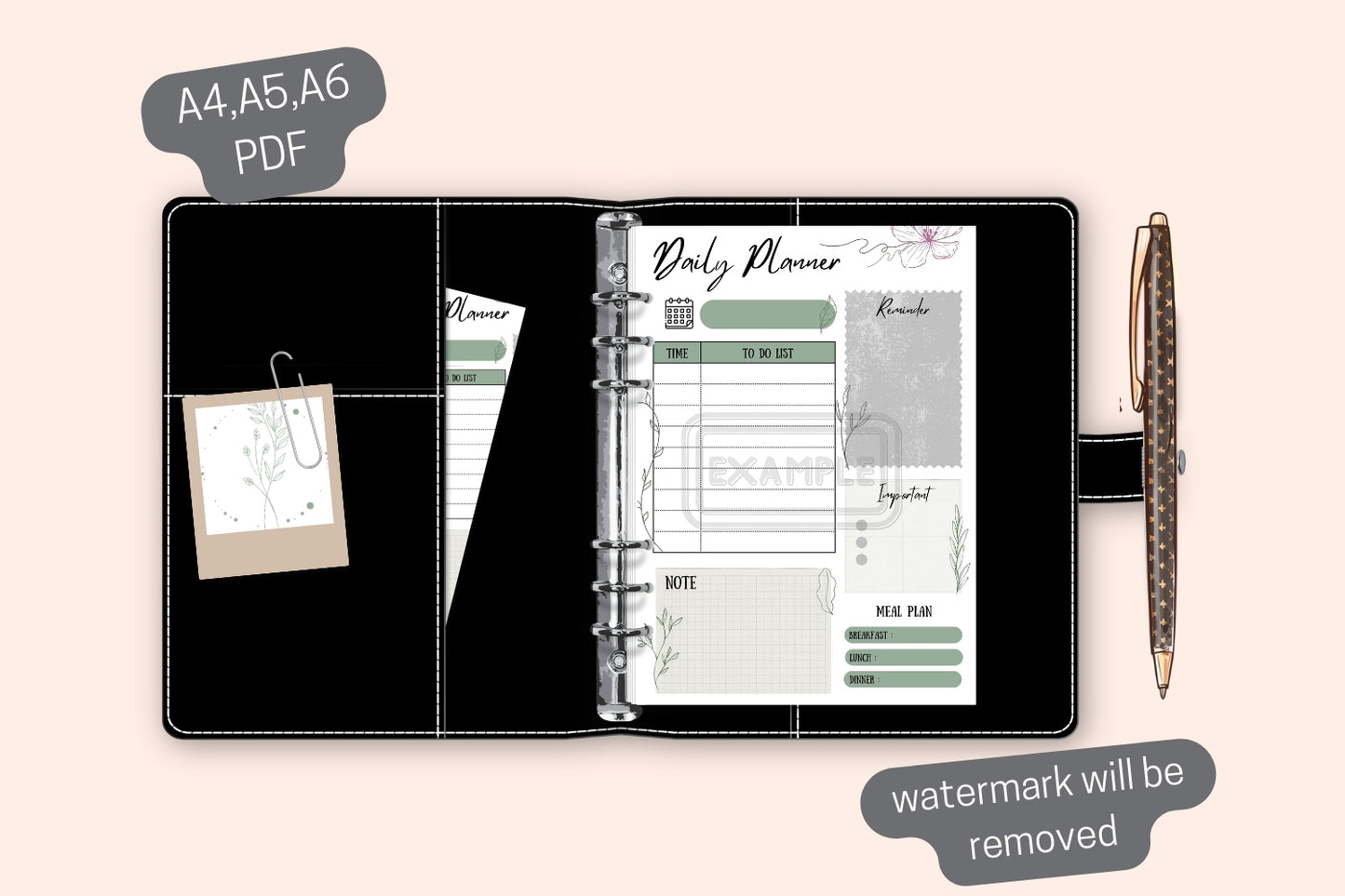 A user organizing their day with the Wildflower Printable Daily Planner, highlighting the floral design and structured layout.