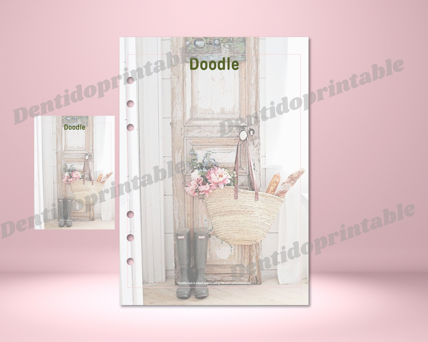 DIGITAL DOWNLOAD PDF  Shabby Chic Doodle Printable Spread