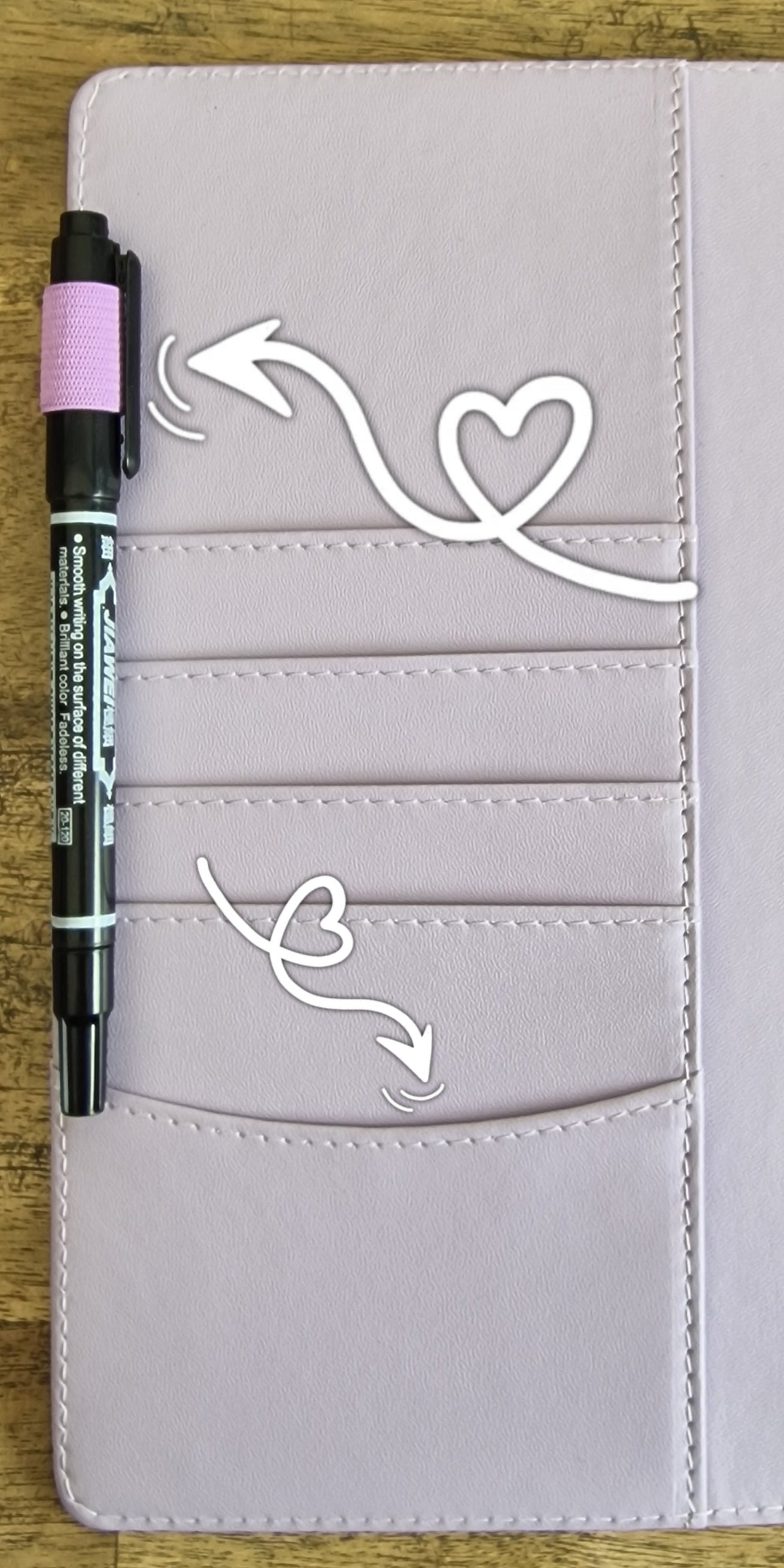 A5 Lilac Purple PU Leather 6-Ring Binder Notebook with Free Marker