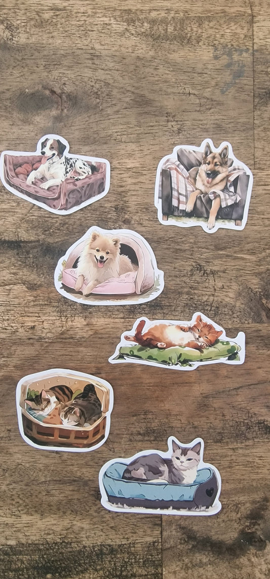 Furry Friends Sticker Set - 6 Cute Stickers for Journals & Planners