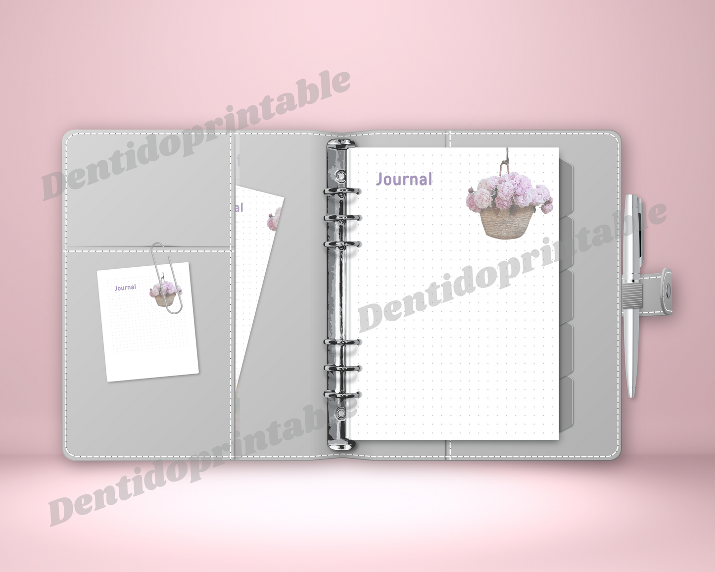 DIGITAL DOWNLOAD PDF  Shabby Chic Dot Grid Journal Spread