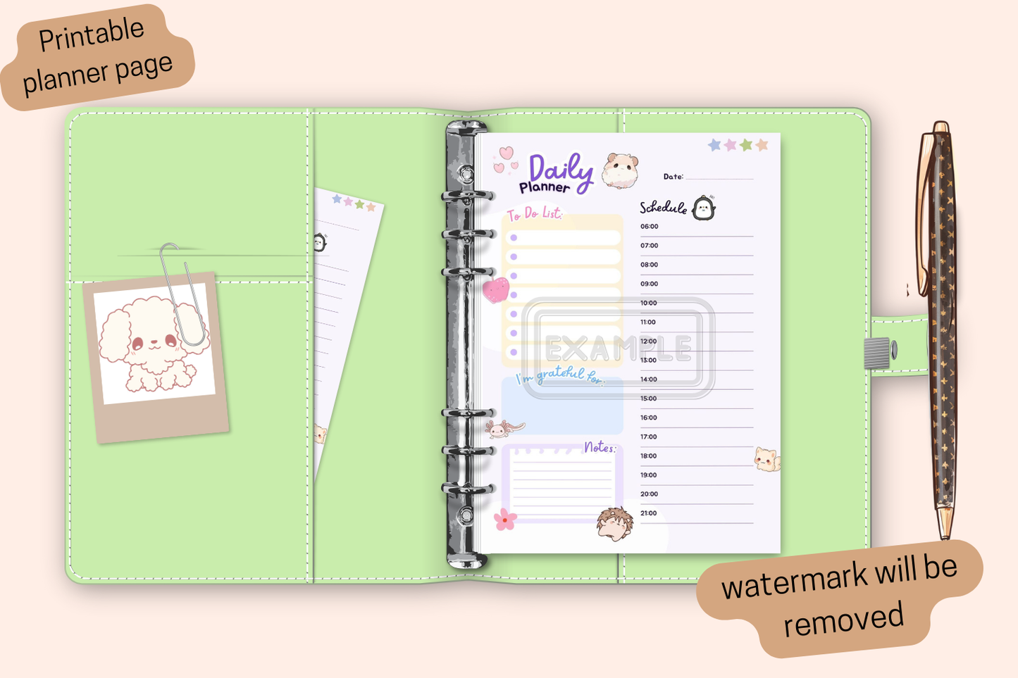 Kawaii Daily Planner Printable - Pastel Design | Undated & Reusable