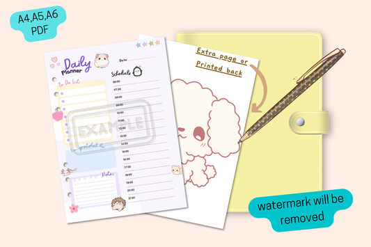 Kawaii Daily Planner Printable with Cute Hearts Design