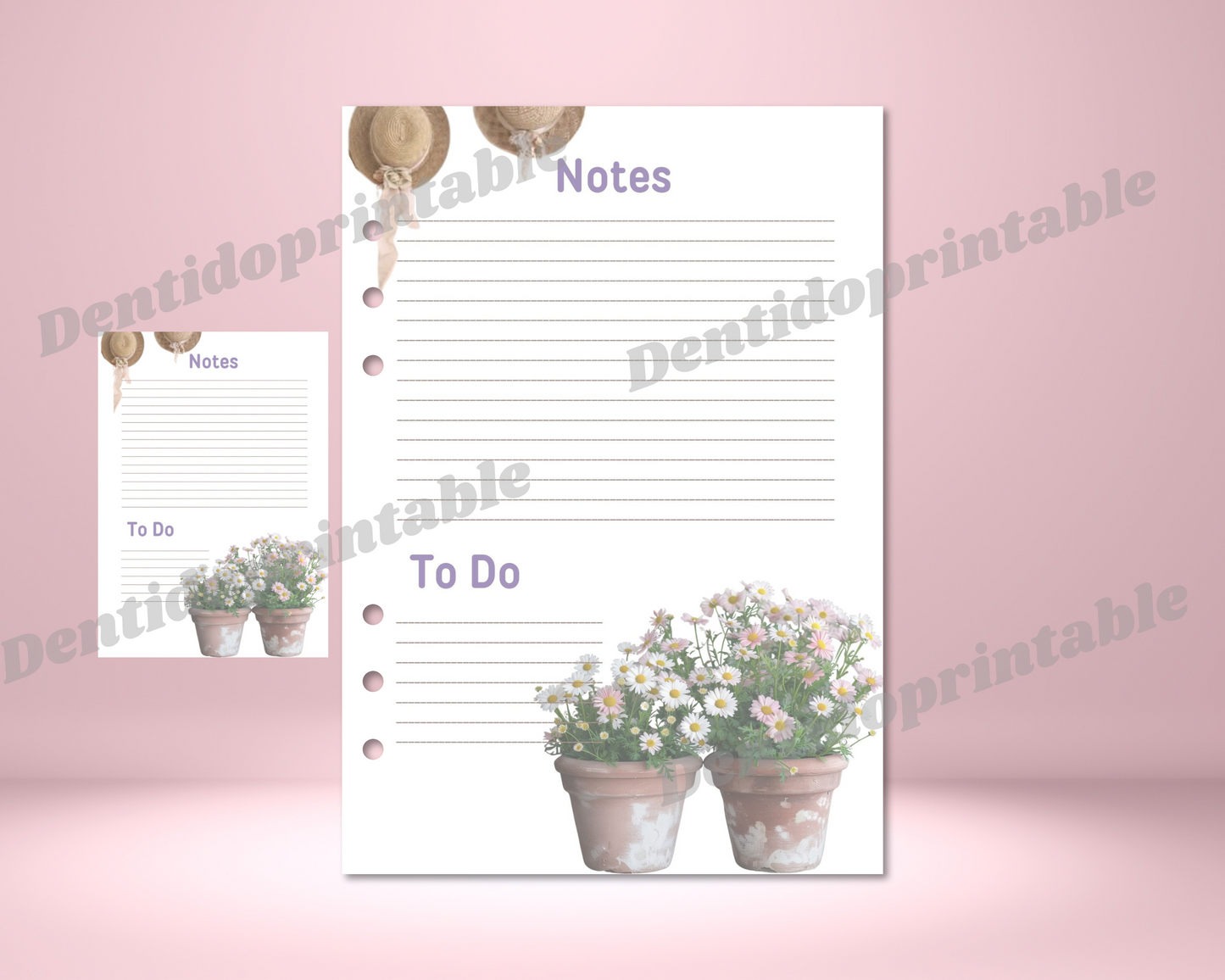 DIGITAL DOWNLOAD PDF  Shabby Chic To-Do & Notes Journal Spread