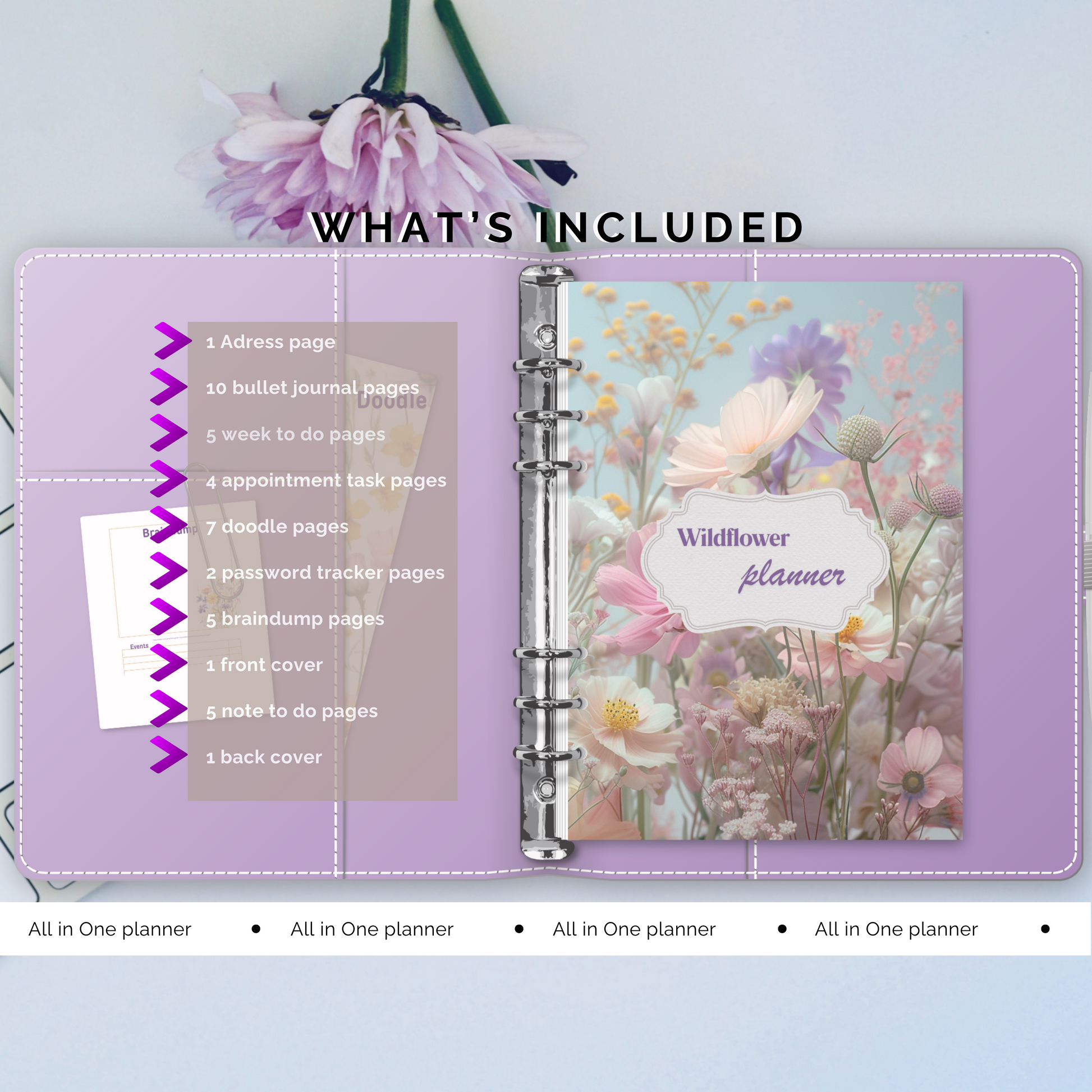 A journal with vibrant wildflower designs, ideal for planning your days and jotting down notes. Let the colorful blooms inspire your creativity as you organize your thoughts and ideas."