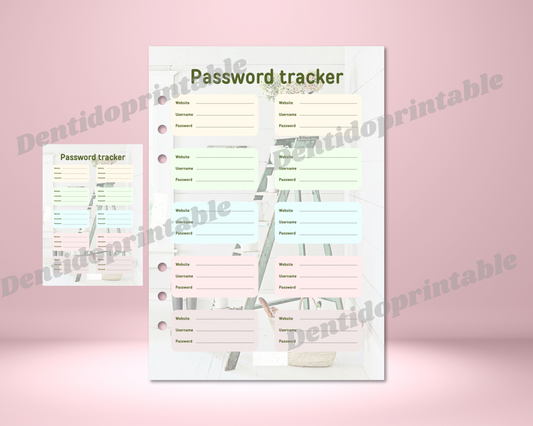 DIGITAL DOWNLOAD PDF  Shabby Chic Password Tracker Journal Spread