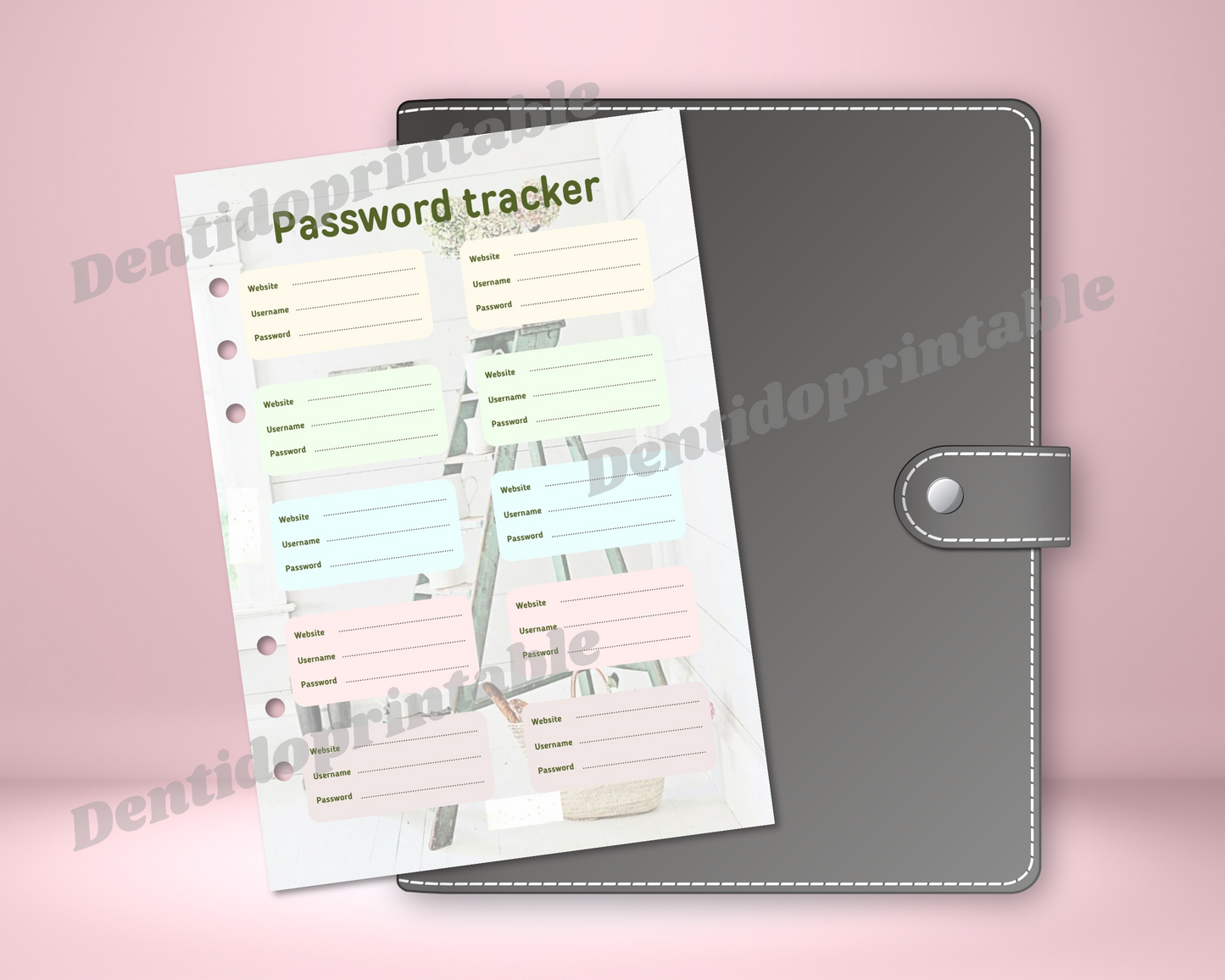 DIGITAL DOWNLOAD PDF  Shabby Chic Password Tracker Journal Spread