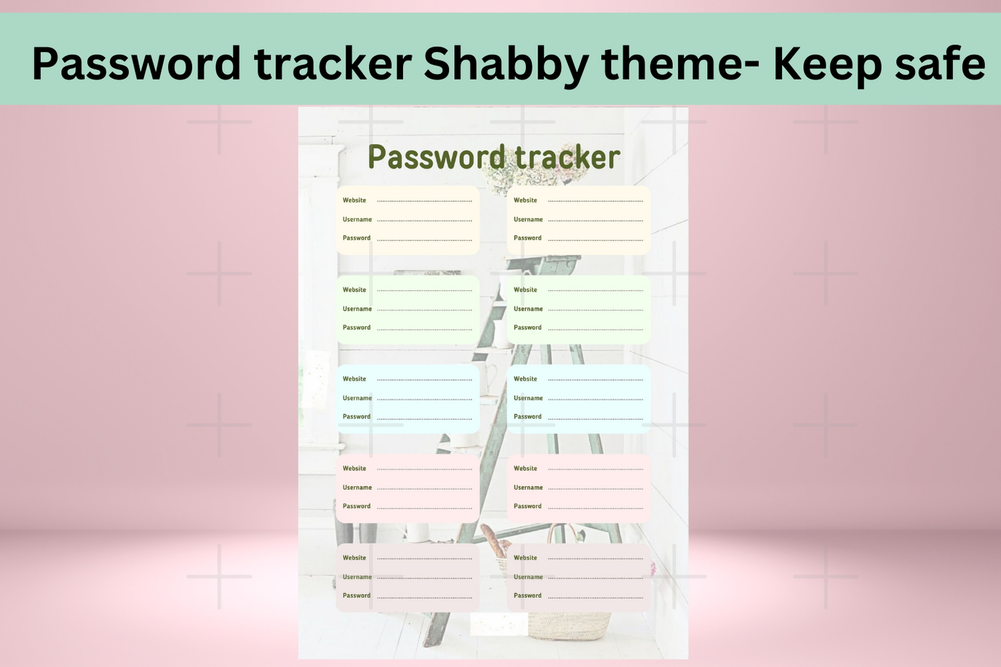 Shabby-Themed Printable Password Tracker