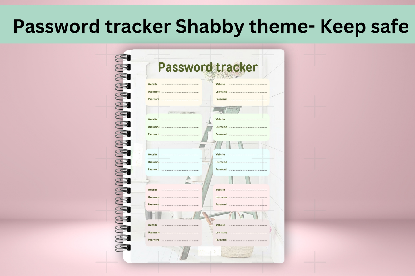 Shabby-Themed Printable Password Tracker