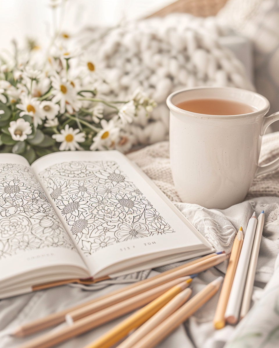 Coloring books with intricate designs to relax and destress, perfect for adults looking to unwind.