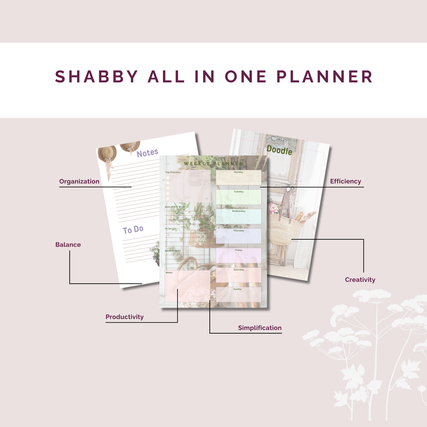 Shabby Chic All-in-One Printable Planner - Organize Your Life with Style