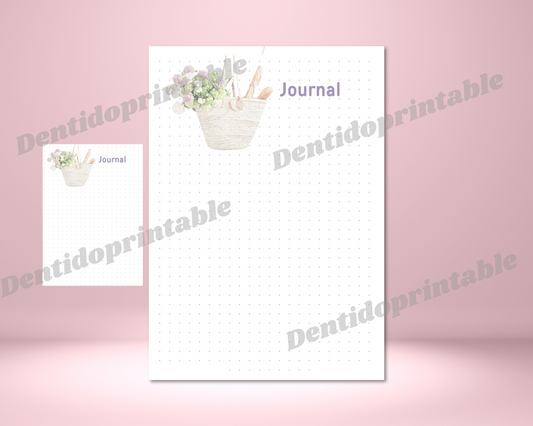 DIGITAL DOWNLOAD PDF  Shabby Chic Themed Dot Grid Journal Spread