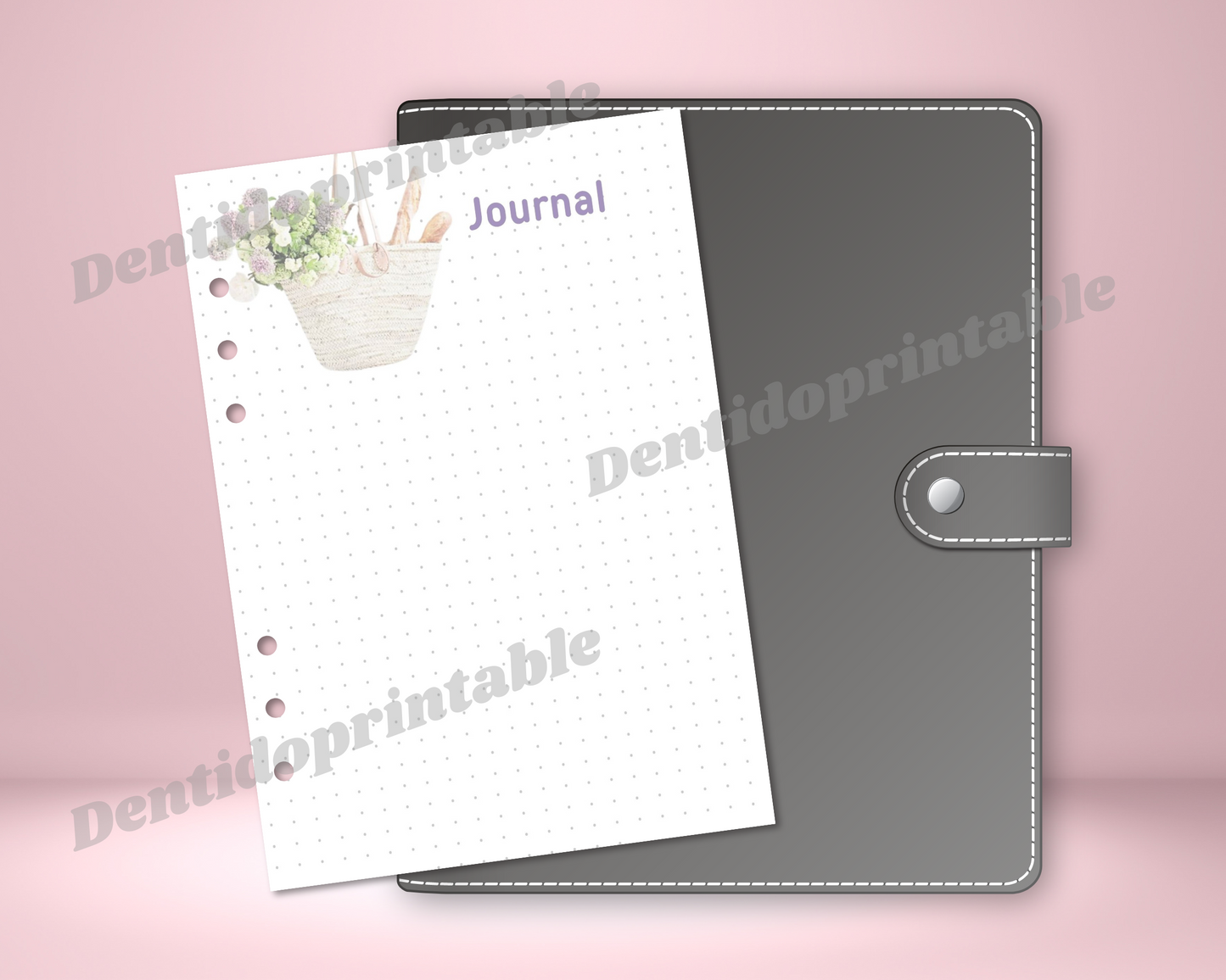 DIGITAL DOWNLOAD PDF  Shabby Chic Themed Dot Grid Journal Spread