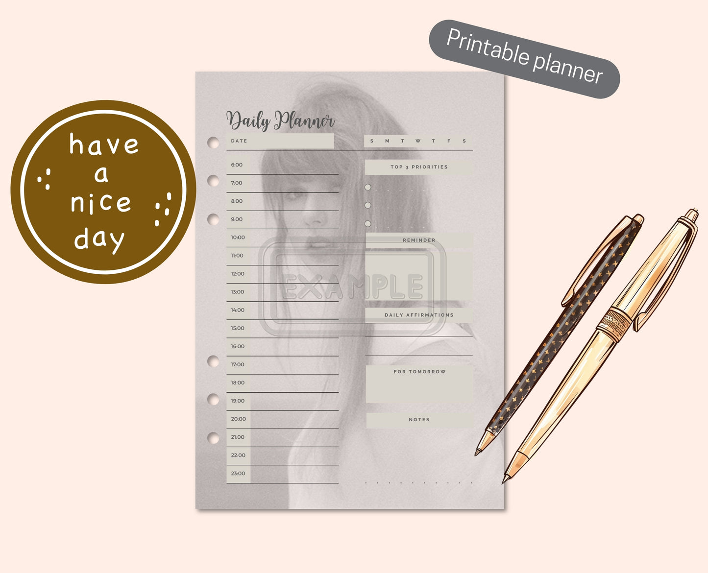 Taylor Swift-Themed Daily Planner in packaging, ready for download.