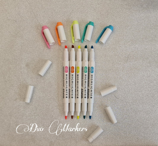 Set of 5 Bright Duo Markers – Perfect for Journals & Coloring Books