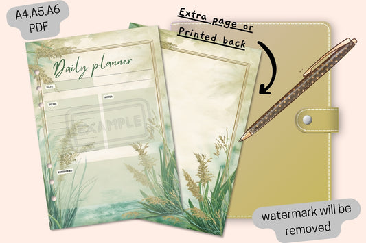 Vibrant Watercolor Grass Daily Planner - Full Page Design